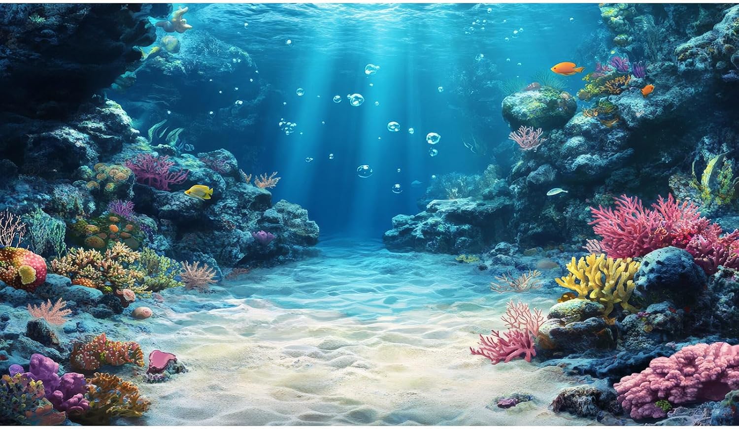 Riivvdise imported premium quality aquarium backdrop setup in a living room fish tank.