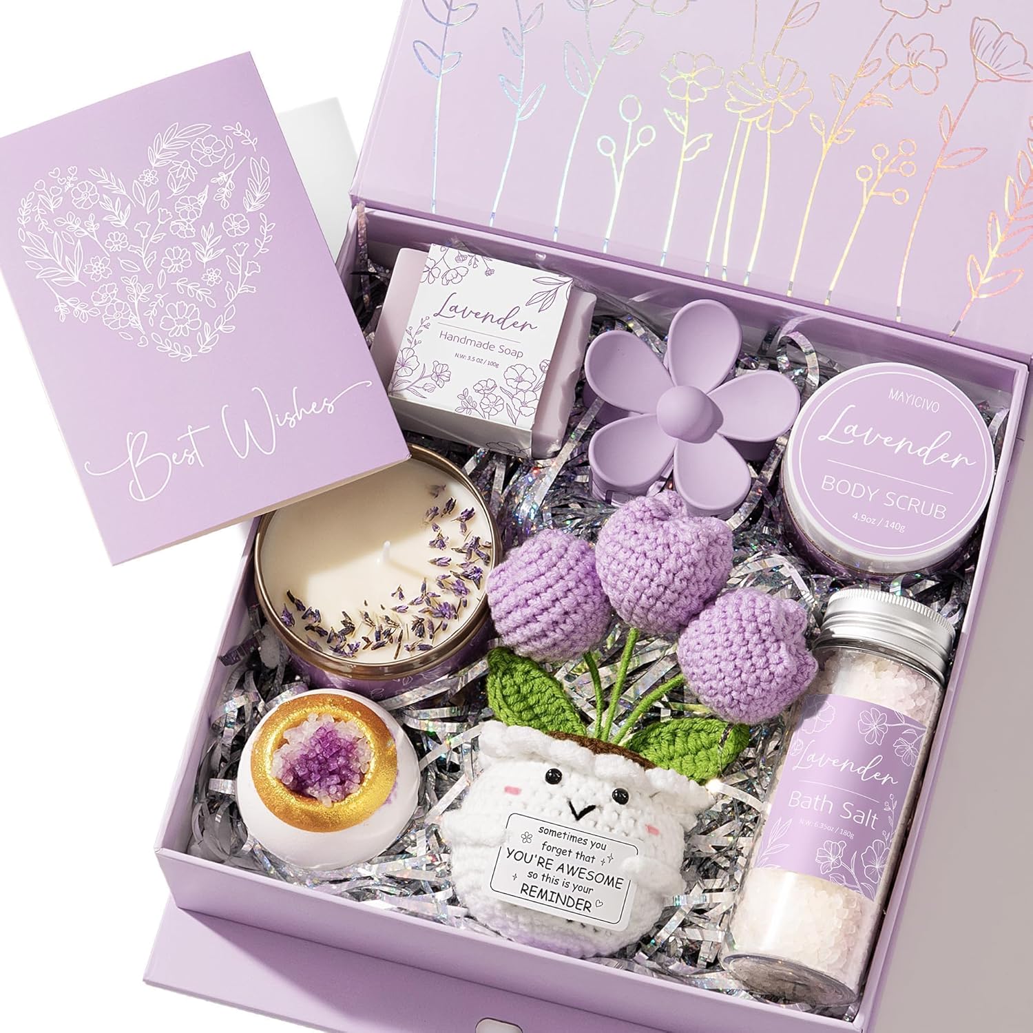 VESPRO lavender spa bath gift set front view premium self care package for women