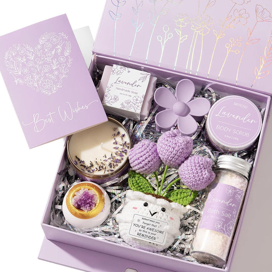 VESPRO lavender spa bath gift set front view premium self care package for women