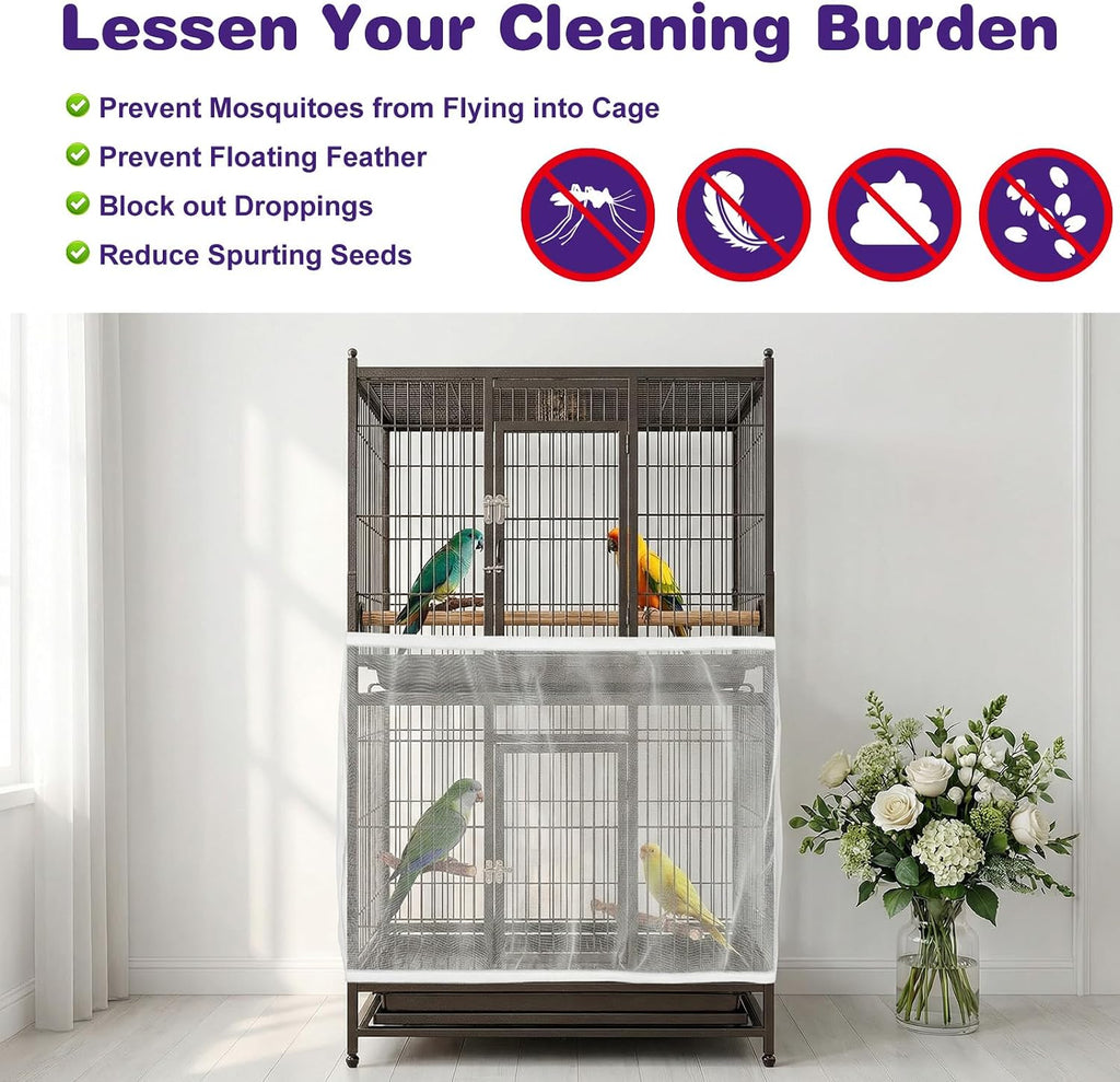 Bird cage accessory installed on a medium cage