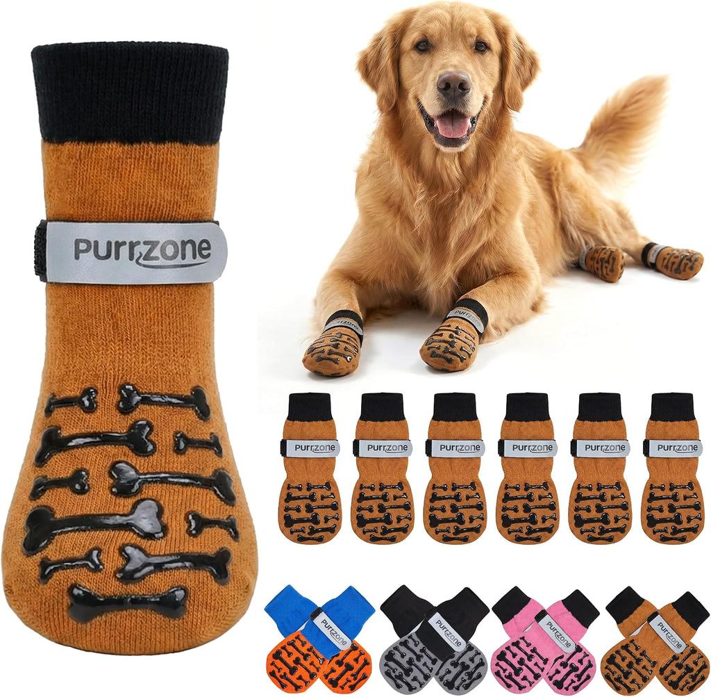 6 Pcs Non-Slip Dog Socks with Paw Grips Indoor, Cute Socks for Hardwood Floors, Winter Snow, Hot Pavement, Paw Protector Socks (Cozy Cloud Blue, Large) - Image 11