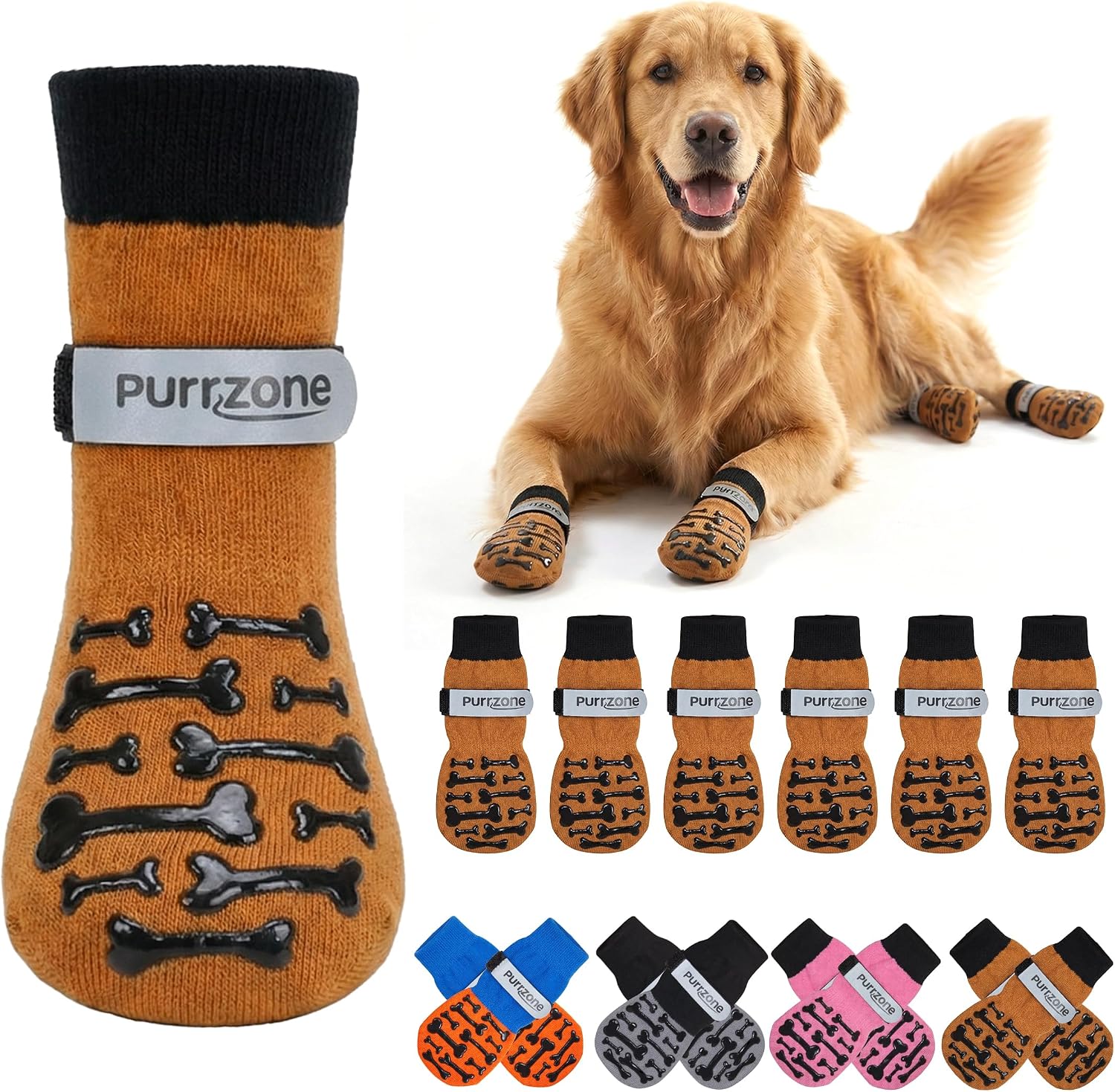 6 Pcs Non-Slip Dog Socks with Paw Grips Indoor, Cute Socks for Hardwood Floors, Winter Snow, Hot Pavement, Paw Protector Socks (Cozy Cloud Blue, Large) - Image 11