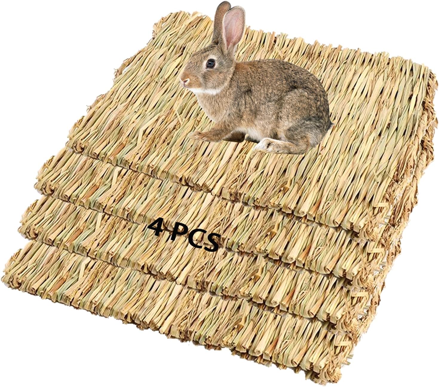 PINVNBY Hay Mats for Rabbits,12 Pack Natural Rabbit Grass Mat,Small Animal Woven Bed Resting Sleeping,Chewing,Nesting and Toys Cage Grass Matts for Bunny Guinea Pig Hamster Hedgehog Squirrel - Image 10
