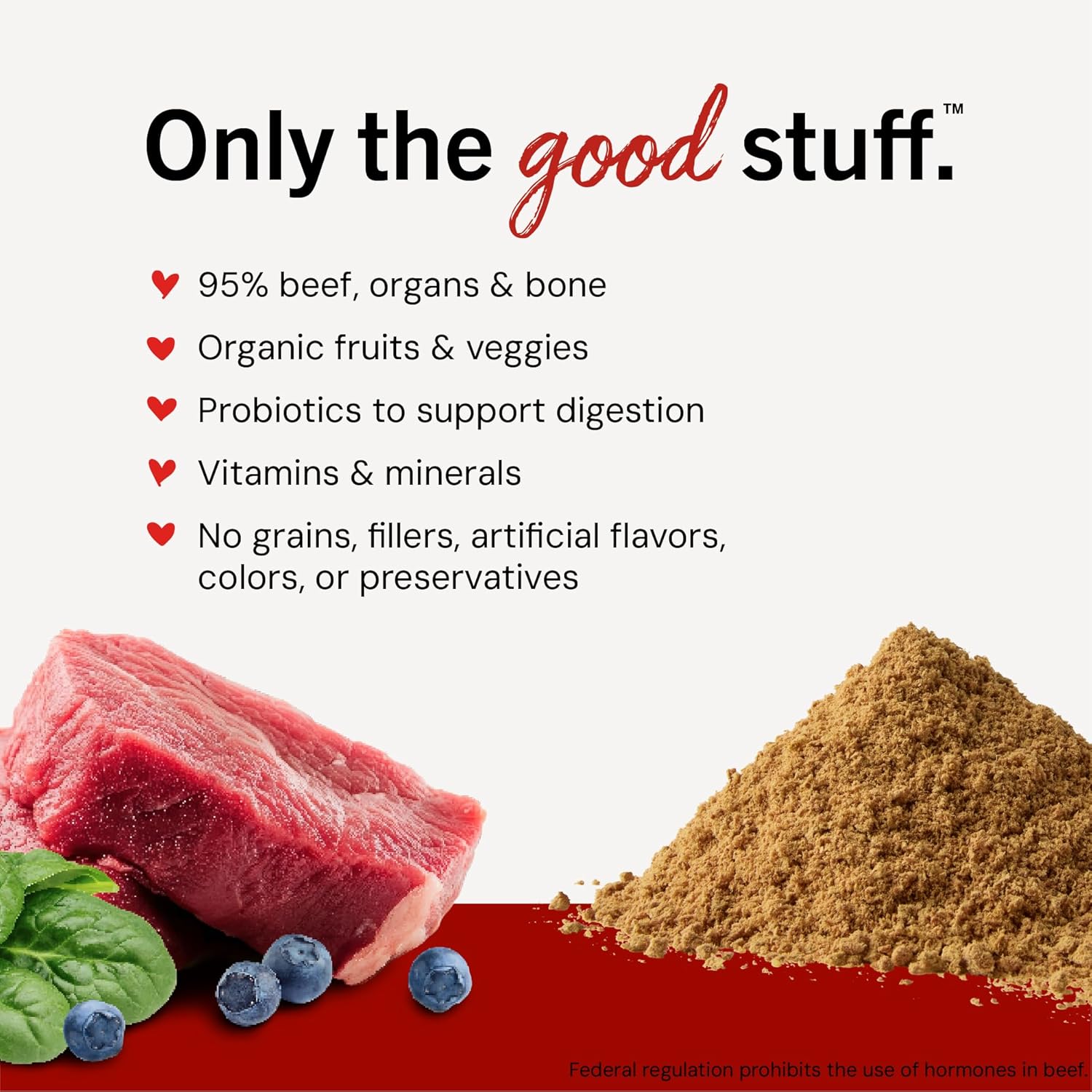 Premium raw freeze dried beef dog food mixer with organic fruits and vegetables