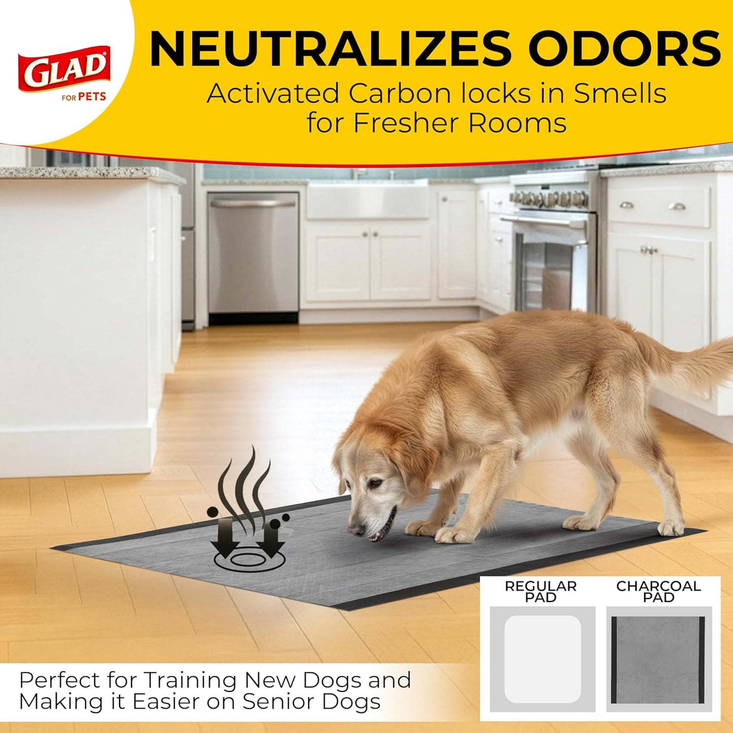 Glad for Pets Extra Large Charcoal Training Pads for Dogs and Puppies, Activated Carbon Odor Control, 6-Layer Absorbent Leak-Proof Pee Pads with Pheromone Attractant, 28 x 30 in, 30 Count - Image 12