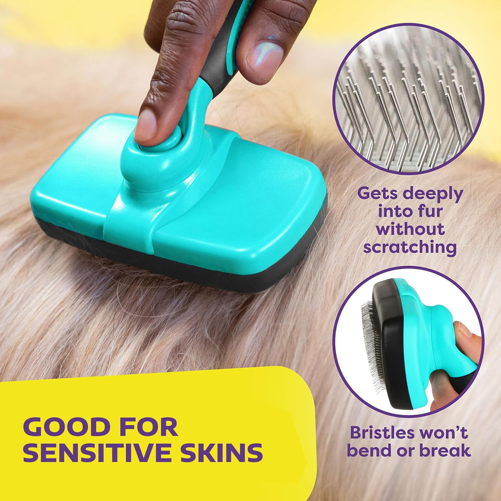 Retracted bristles feature on the Hertzko self cleaning grooming tool