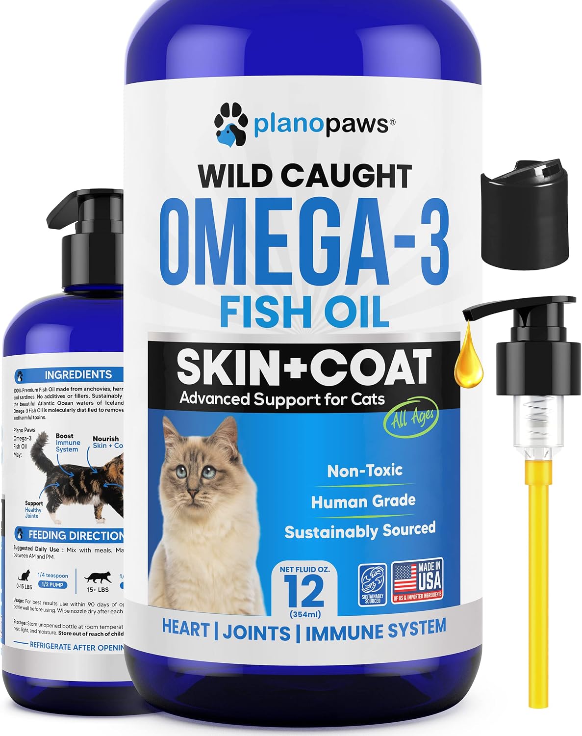 Omega 3 Fish Oil for Cats - Better Than Salmon Oil - Kitten & Cat Vitamins and Supplements - Cat Dandruff Treatment - Liquid Fish Oil for Pets - Shedding Support - Cat Health Supplies for All Ages - Image 9