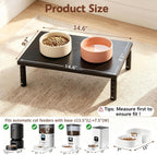 OPNICE raised pet feeder table showcasing waterproof wooden top surface