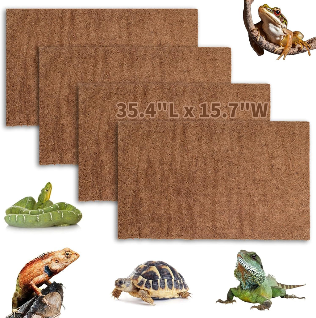 Hamiledyi Reptile Carpet Natural Coconut Fiber Tortoise Carpet Mat for Pet Terrarium Liner Reptile Supplies for Lizard Snake Chamelon Turtle Bedding Bunny Rabbit Mat (4 Pcs) - Image 14