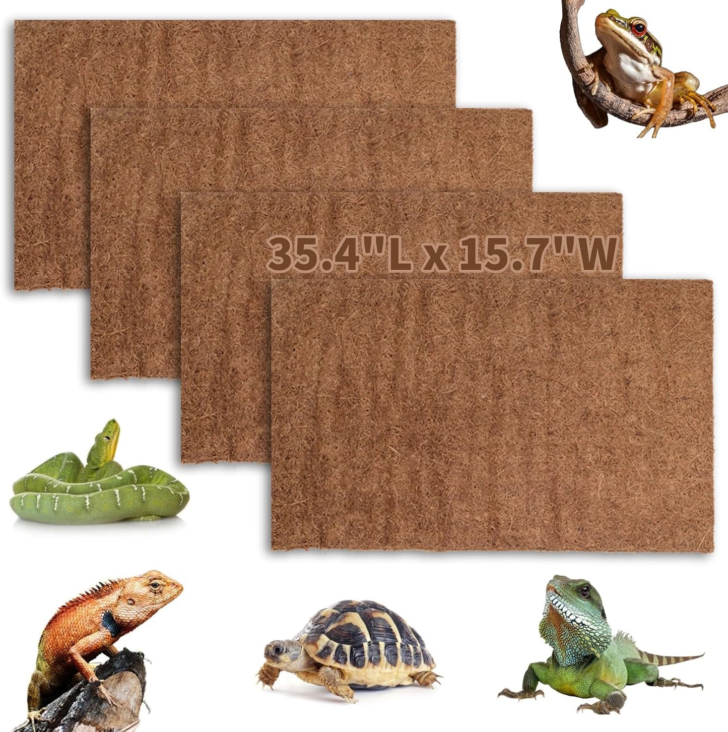 Hamiledyi Reptile Carpet Natural Coconut Fiber Tortoise Carpet Mat for Pet Terrarium Liner Reptile Supplies for Lizard Snake Chamelon Turtle Bedding Bunny Rabbit Mat (4 Pcs) - Image 14