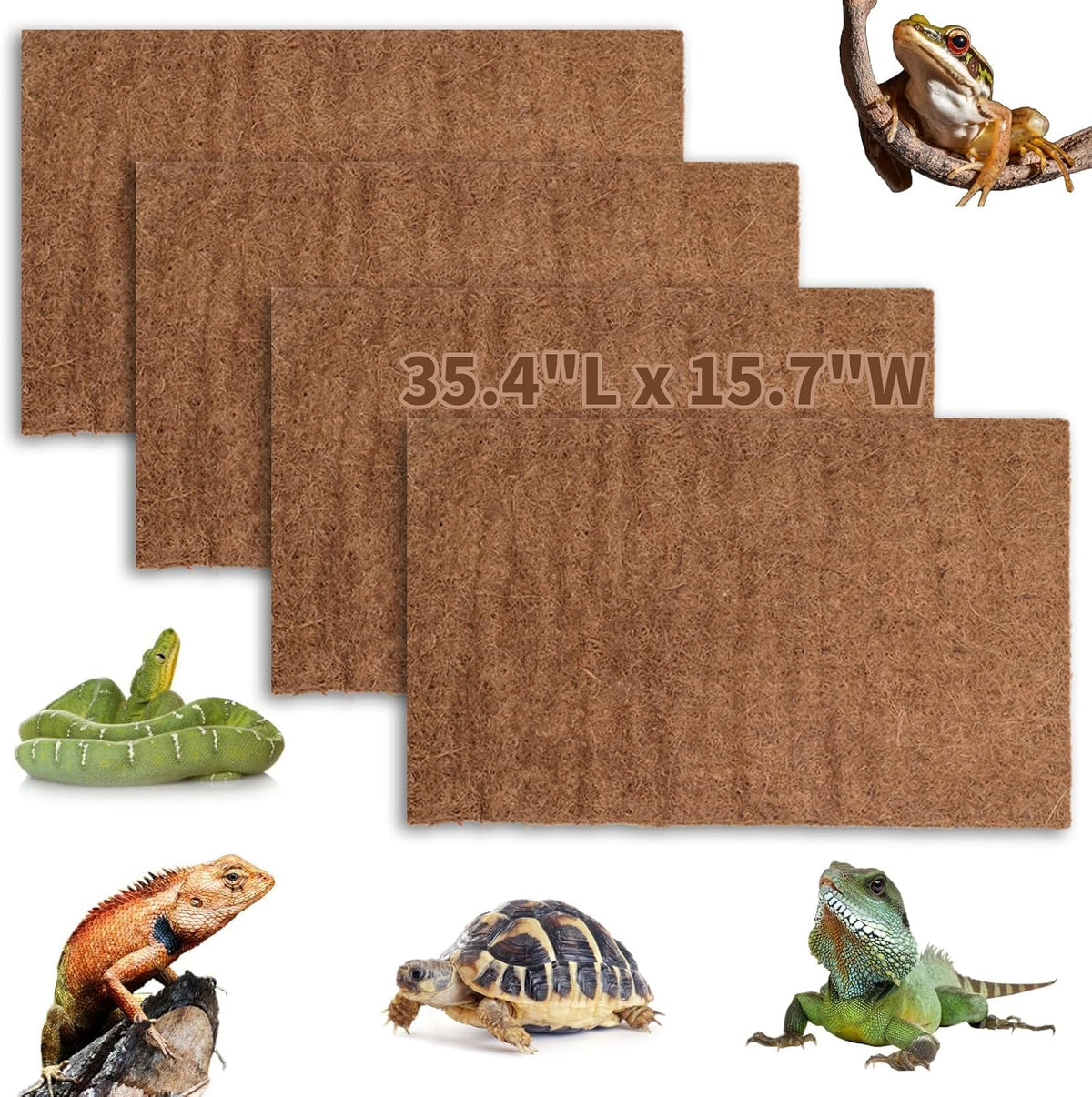 Hamiledyi Reptile Carpet Natural Coconut Fiber Tortoise Carpet Mat for Pet Terrarium Liner Reptile Supplies for Lizard Snake Chamelon Turtle Bedding Bunny Rabbit Mat (4 Pcs) - Image 14