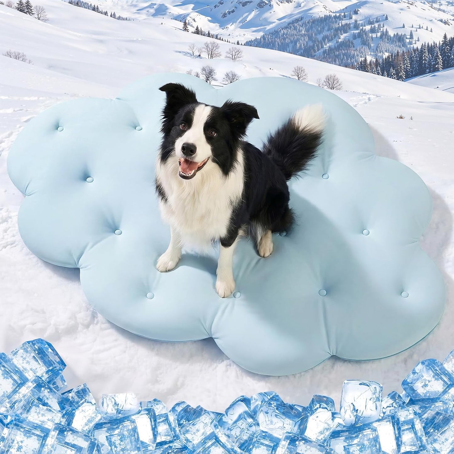 Dog Cooling Mat, 48'' x 28'' Large, Q-Max>0.4 Self-Cooling Mat for Dog Reversible (Cool & Warm), Double-Sided Pet Cool Pads for Summer, Crate, Kennel, Machine Washable, Non-Gel, Blue+Grey - Image 11
