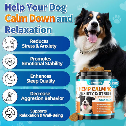 Carmelie dog calming treats container premium usa imported stress relief chews