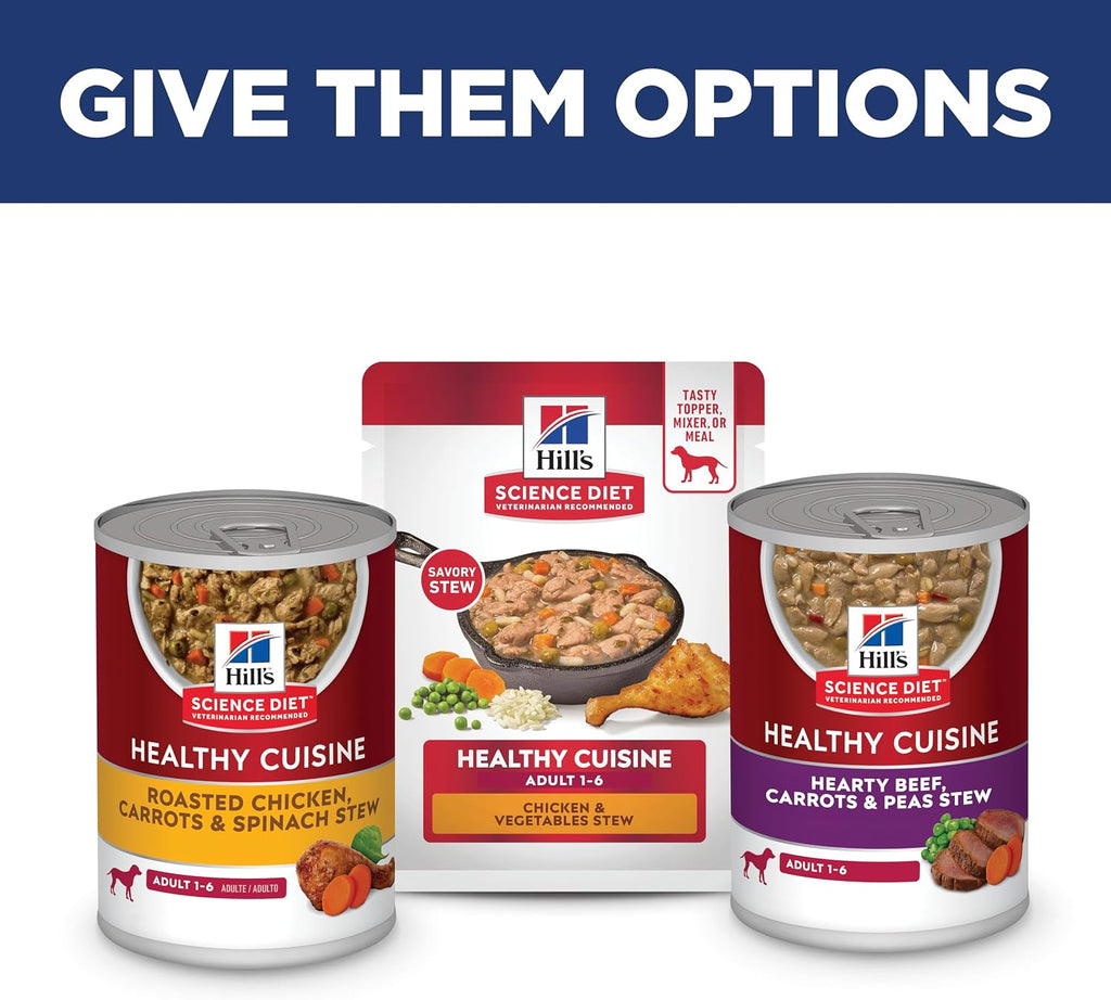 Hill's Science Diet Adult 1-6 Healthy Cuisine Wet Dog Food, Chicken & Vegetables Stew, 2.8 oz. Pouches, 24-Pack - Image 10