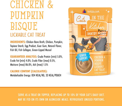 Close up of Weruva senior support cat food label