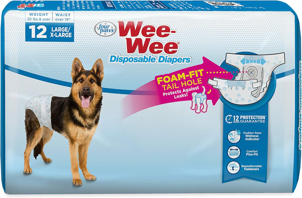 Four Paws Wee-Wee Super Absorbent Disposable Adjustable Dog Potty Training Diapers, Leak-Proof Protection for Dogs, Size Large, Over 19" Waist, 36 Count - Image 11