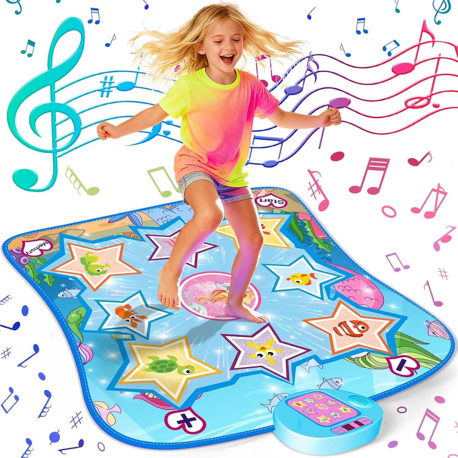 Azbfan ocean-themed dance mat front view for kids.