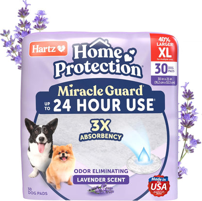 Hartz Miracle Guard Dog and Puppy Dog Pads Max Absorbency 24 Hour Use Odor Eliminating Lavender Scented No Leaks, Regular Size 25 Count - Image 14