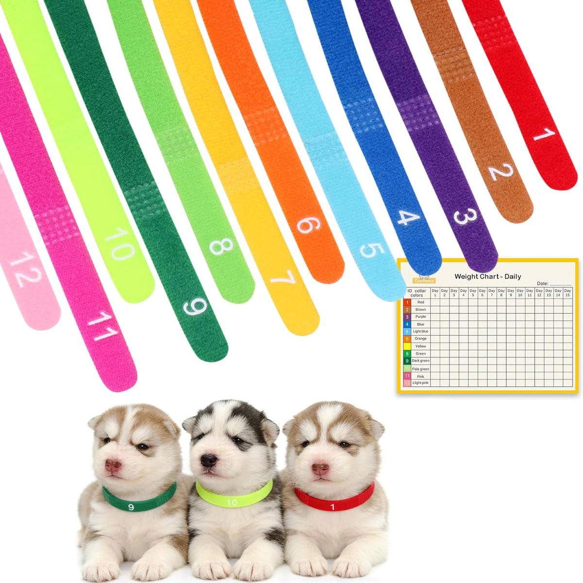 Premium soft fabric newborn pet tracking collection with professional breeder growth charts.