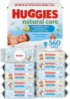Huggies Natural Care Cucumber, Aloe and Vitamin E Baby Wipes, Hypoallergenic, Scented, 10 Flip-Top Packs (560 Wipes Total), Packaging May Vary - Image 1