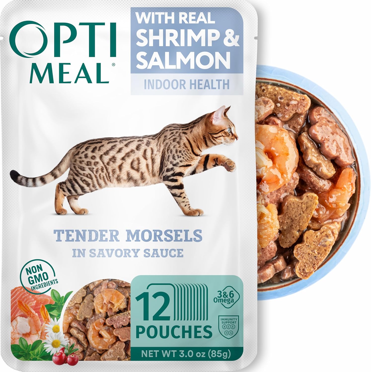 Optimeal Wet Cat Food Variety Pack - Grain Free Tender Morsels, High Protein Premium Nutrition Made with Natural European Ingredients in Savory Gravy, Adult Cat Food Wet Pouches 3oz Pouch (Pack of 12) - Image 11
