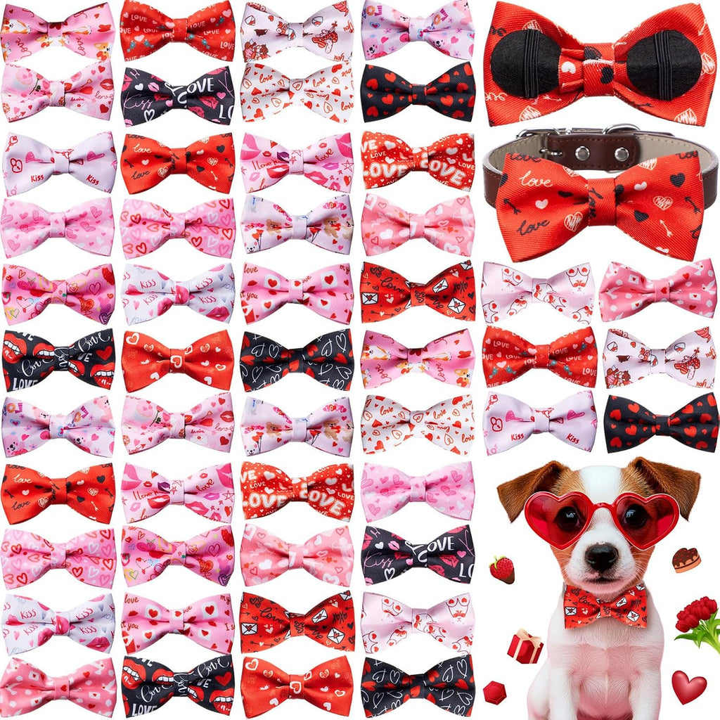 Hillban 50 Pcs Dog Collar Bow Ties, Adjustable Pet Bow Accessories with Elastic Bands, Grooming, Photo Props & Costume Decorations for Small to Medium Dogs - Image 10