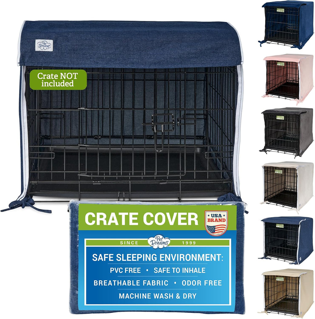 Pet Dreams Dog Crate Cover - Breathable Fabric Kennel Topper for Double-Door Crates, Fits iCrate Dog Cages 18, 24, 30, 36, 42, 48 Inches (Ivory, Medium, 30") - Image 14