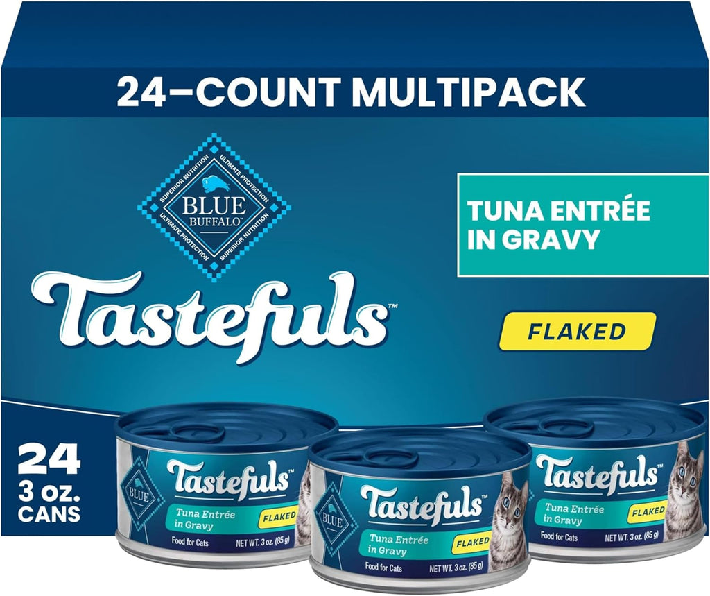 Blue Buffalo Tastefuls Flaked Adult Wet Cat Food Variety Pack (Tuna, Chicken, Fish & Shrimp), Natural Ingredients Enhanced with Vitamins, Minerals & Other Nutrients, 3-oz. Each (12 Cans) - Image 14
