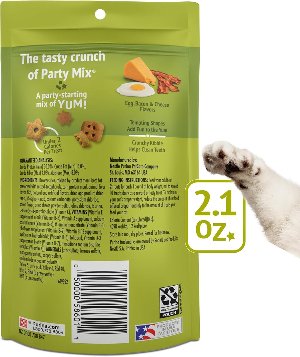 Adult cat enjoying crunchy breakfast inspired snack treats
