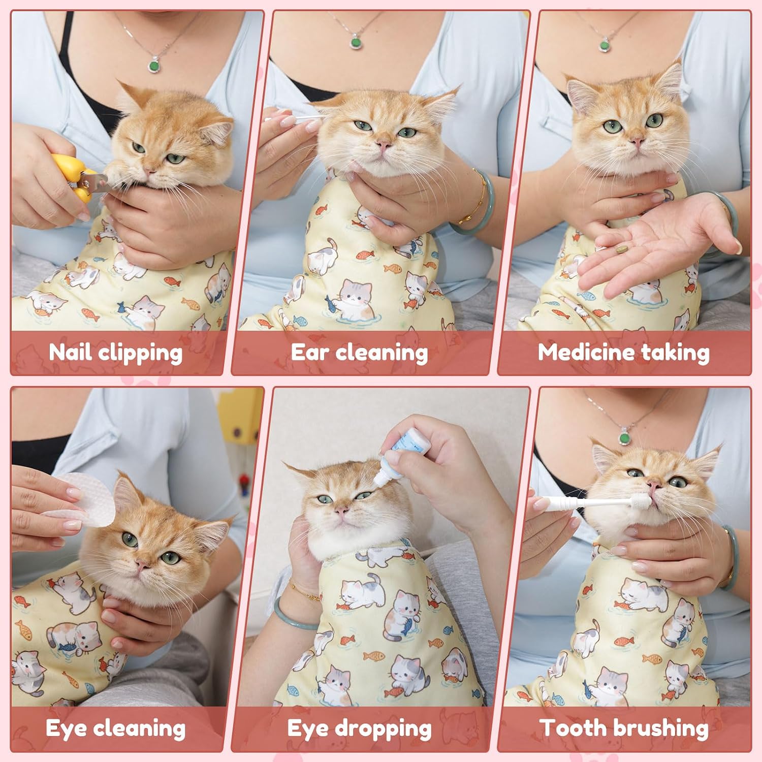 Anti scratch cat restraint bag applied for administering medicine