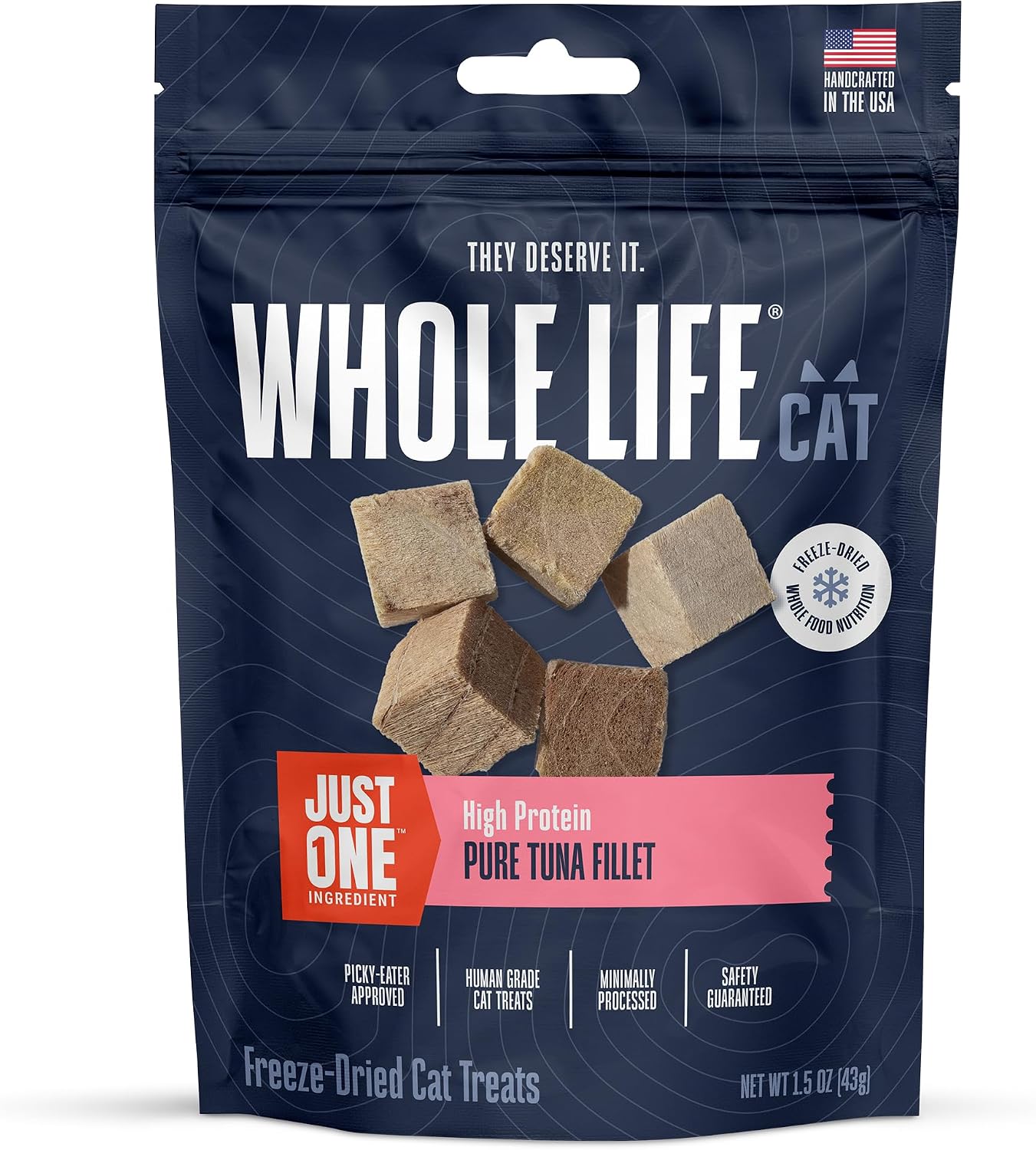 Whole Life Cat Just One Salmon Freeze Dried Cat Treats - Human Grade High Protein Food, Healthy Training Snacks, Freeze Dried Salmon Food Toppers, USA Made Natural Treats - 7.5 oz (Pack of 1) - Image 9