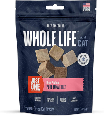 Whole Life Cat Just One Salmon Freeze Dried Cat Treats - Human Grade High Protein Food, Healthy Training Snacks, Freeze Dried Salmon Food Toppers, USA Made Natural Treats - 7.5 oz (Pack of 1) - Image 9