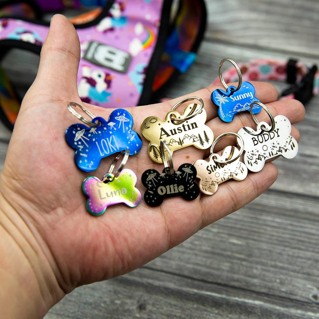 PetANTastic custom stainless steel pet ID tags in gold and rose gold finishes