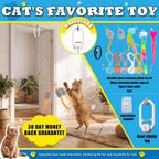HappyCode motorized hanging pet teaser setup on an indoor door frame.