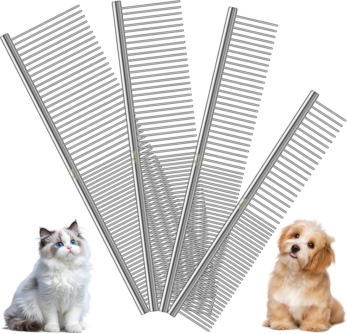 WRW stainless steel dog and cat grooming comb set