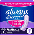 Always Discreet adult incontinence pads for women ultimate extra long 104 pack front view