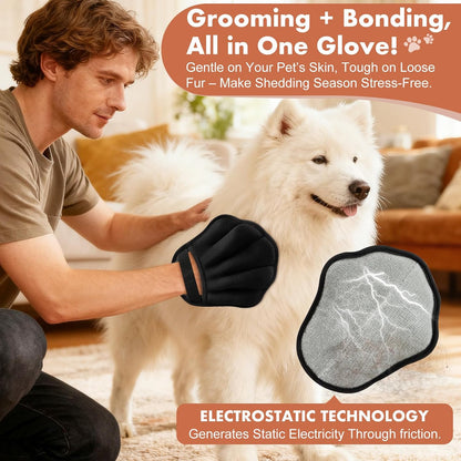 Upgraded five finger pet hair remover glove side angle