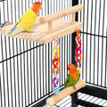 FrgKbTm bird perches wooden platform front view with acrylic swing