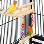 FrgKbTm bird perches wooden platform front view with acrylic swing
