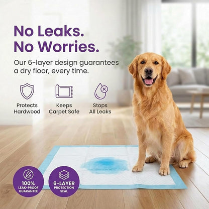 Extra large leak proof dog pee pads unfolded on a clean indoor floor showing full coverage area.
