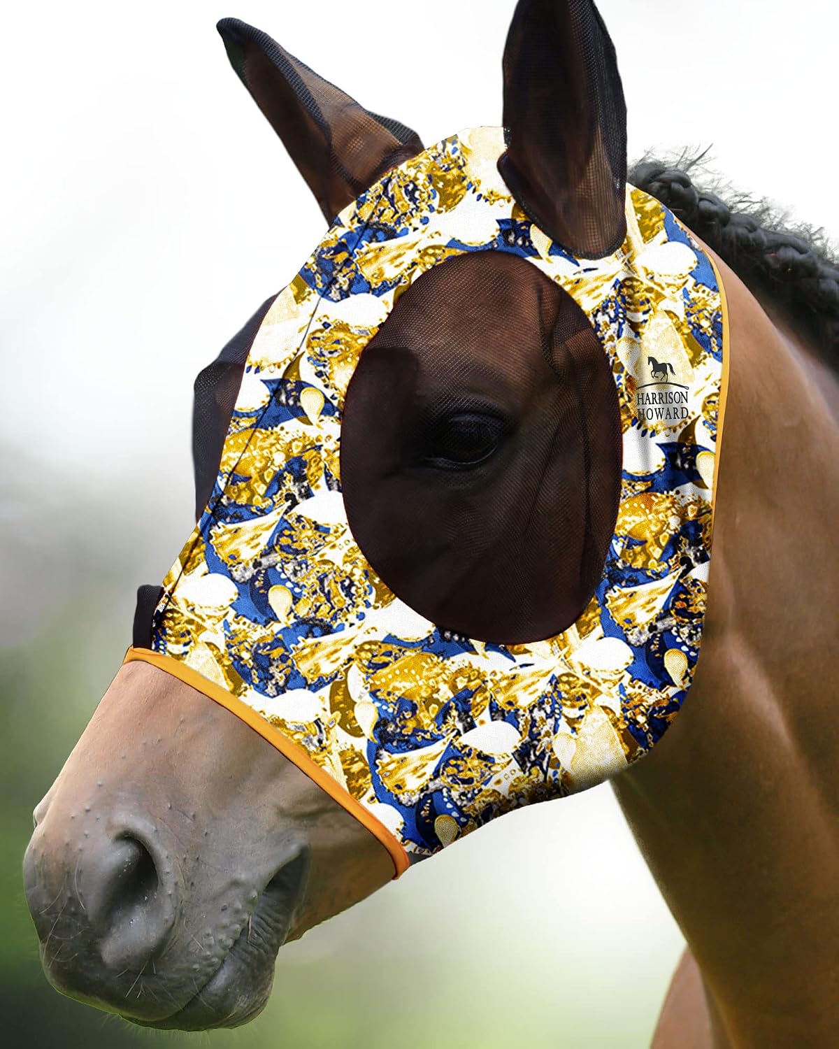 Harrison Howard fly mask demonstrating UV protection features