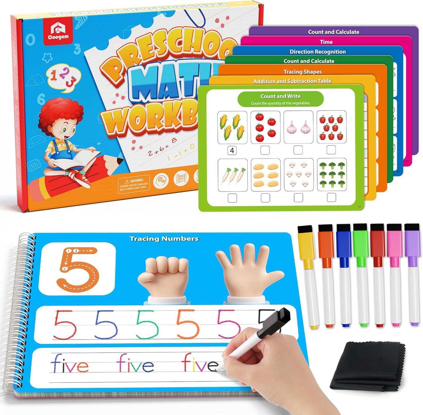 Coogam Math Learning Game Workbook front view showing early childhood educational kit.