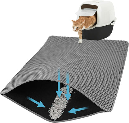 Double Layer Honeycomb Ultra Soft Cat Litter Mat - 23.4" x 14.7", BPA-Free, Upgraded Non-Slip & Urine-Proof Bottom, Durable & Easy Clean, Gray Pack of 1 - Image 10