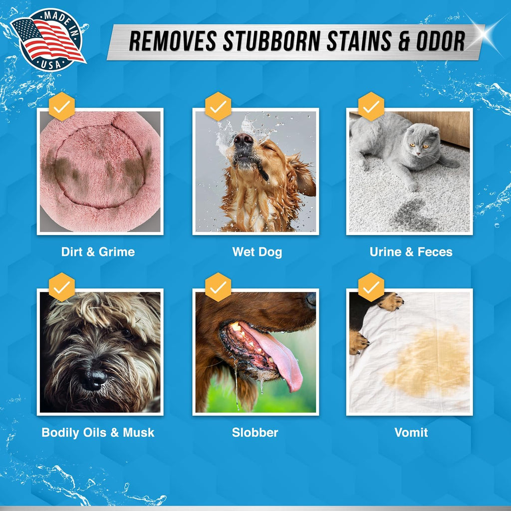 USA imported ACTIVE brand pet stain eliminator powder product label closeup