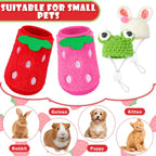 Detailed view of hand knitted mini hat for guinea pigs and rabbits