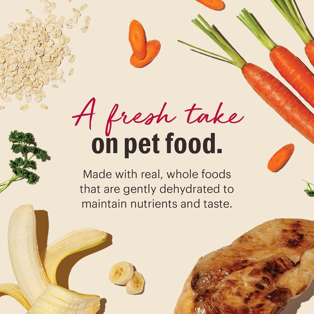 The Honest Kitchen chicken recipe dog food ingredients list on packaging