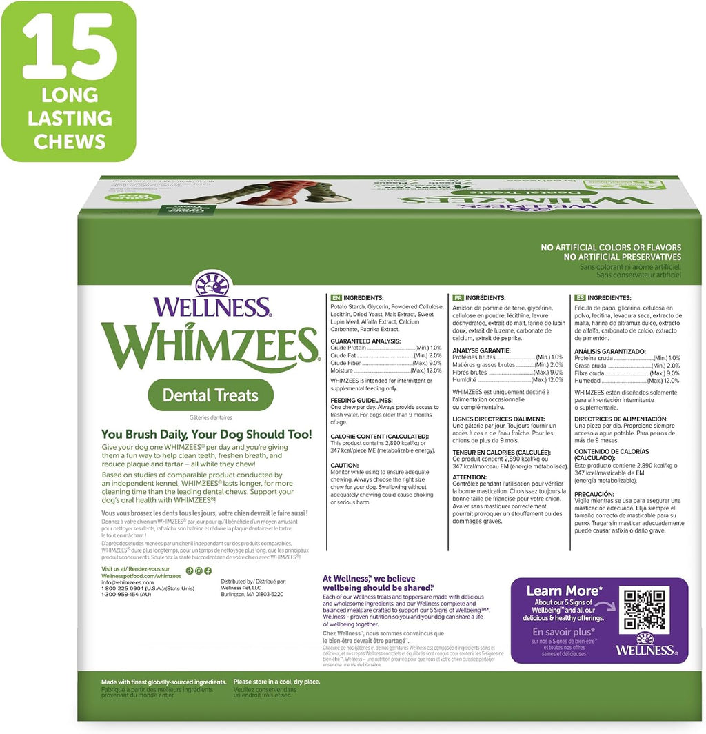 Wellness WHIMZEES Value Pack Natural Dog Dental Treat, Chews, Freshens Breath, Extra-Large Size, 64 oz Box, 15 Count - Image 9