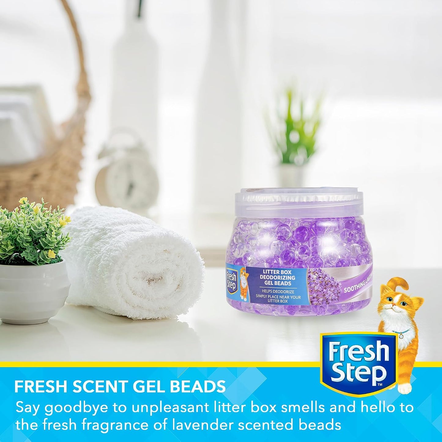 Fresh Step Litter Box Deodorizing Gel Beads, Soothing Lavender Scent, Neutralizes Pet Odors Around the Litter Box, Vented Lid for Continuous Fragrance Release, 12 Oz - Image 2