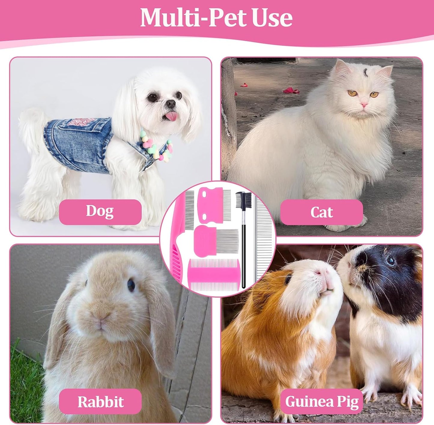 Full 6 piece pet grooming set for detangling