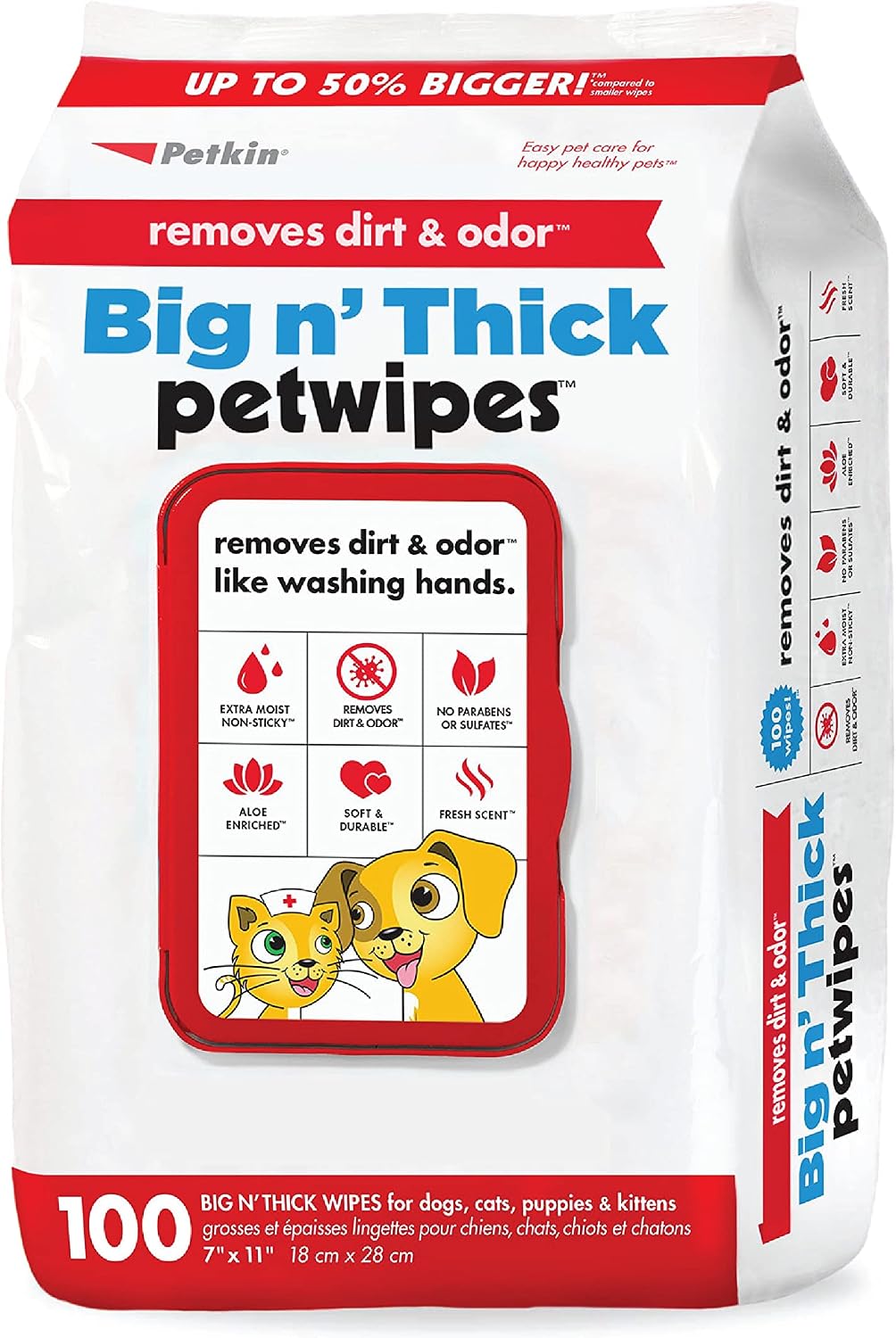 Petkin heavy duty pet wipes for travel and quick touch ups